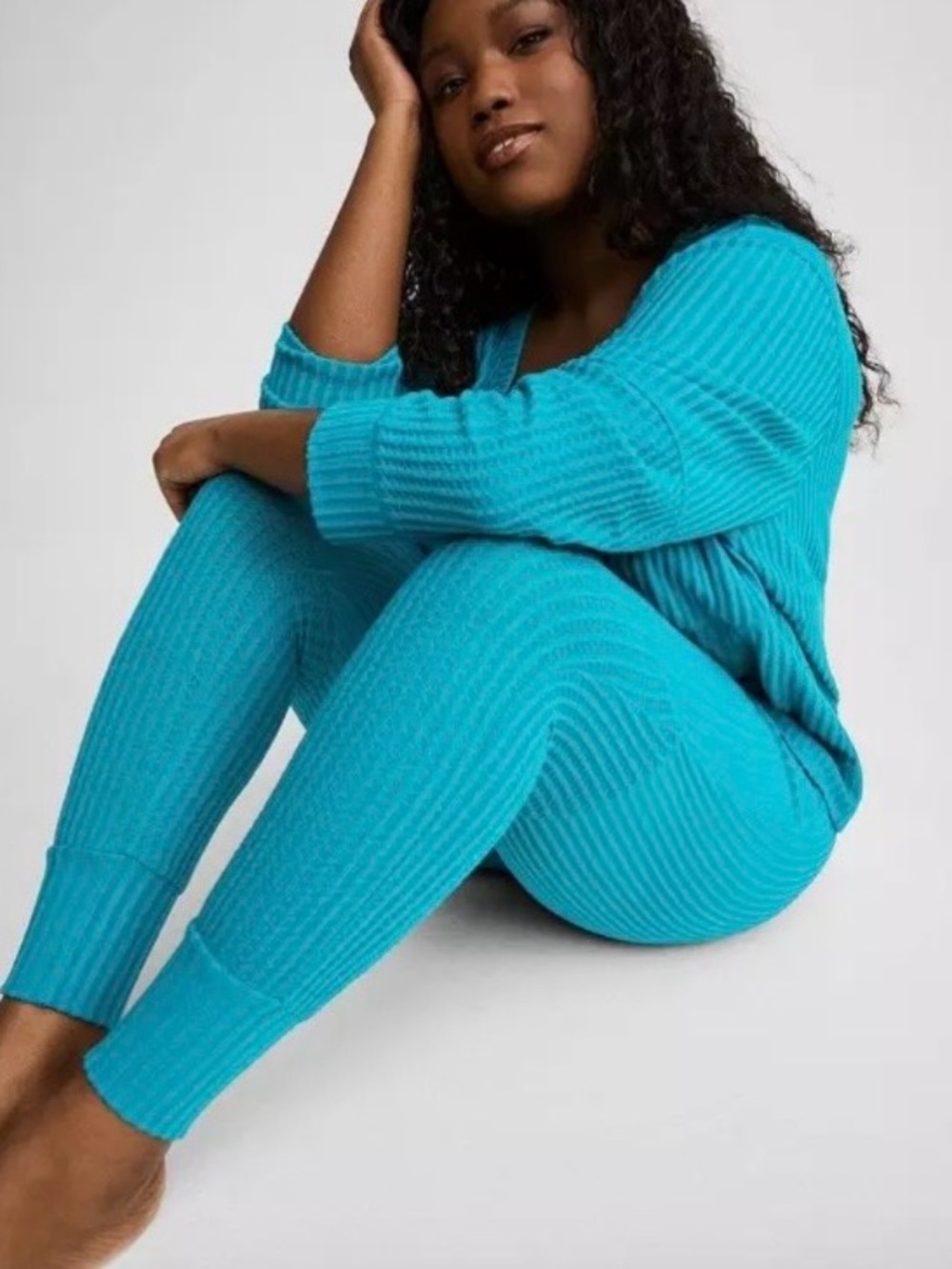 Torrid Teal Waffle Knit Sleep Set - Top 3X - Pants 2X - Worn Once!